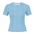 thumbnail image 5 of Ayolanni Boho Womens Summer Tops Crew Neck Short Sleeve Polka Dot Print Blouse Vacation Fitted Crop T-Shirt L, 5 of 5