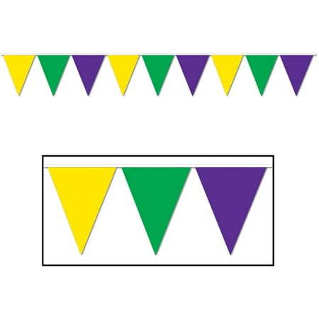 Mardi Gras Pennant Banner - 12' Mardi Gras Pennant Banner