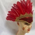 thumbnail image 2 of Bewildely Large Feather Headdress Head Accessories Stage Fancy Dress Cosplay Kits de decoración para fiestas Rojo 50x23 cm, 2 of 6