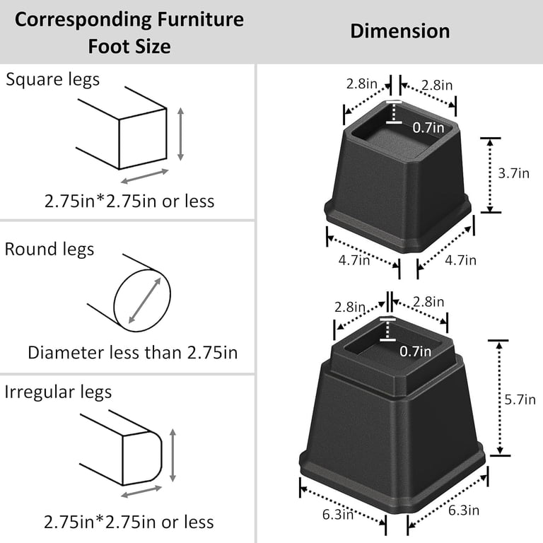 HOME IT Adjustable Bed Risers – Lifts 3, 5, Or 8 Inches – Fits All Bed Sizes