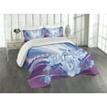 thumbnail image 2 of Ambesonne Bridal Quilted Coverlet 3 Pcs, Valentines Roses Heart, King Size, Blue Purple Pink, 2 of 4