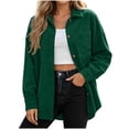 thumbnail image 2 of ClodeEU Women's Oversized Corduroy Shacket,Lapel Collar Long Sleeve Button Down Shirt Jacket,Casual Fall Winter Outerwear ,Women's Plus L, 2 of 7