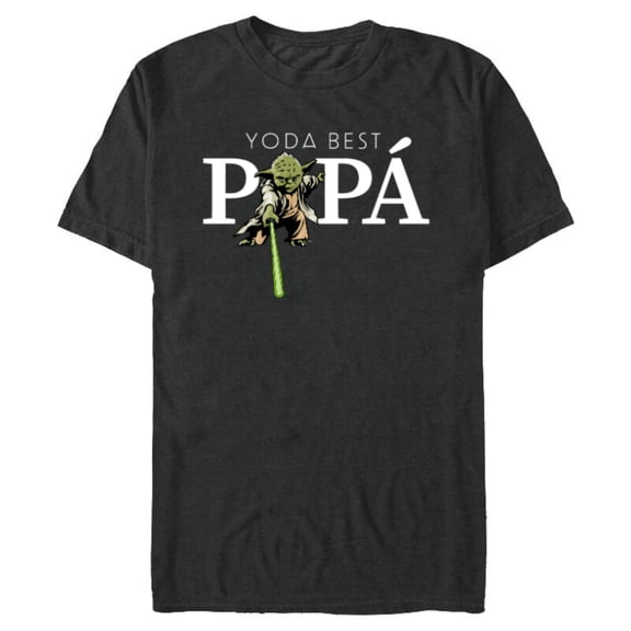 Star Wars Yoda Lightsaber Best Papá Birthday DÃa del Padre - Short Sleeve Blended T-Shirt for Adults - Customized-Dark Heather