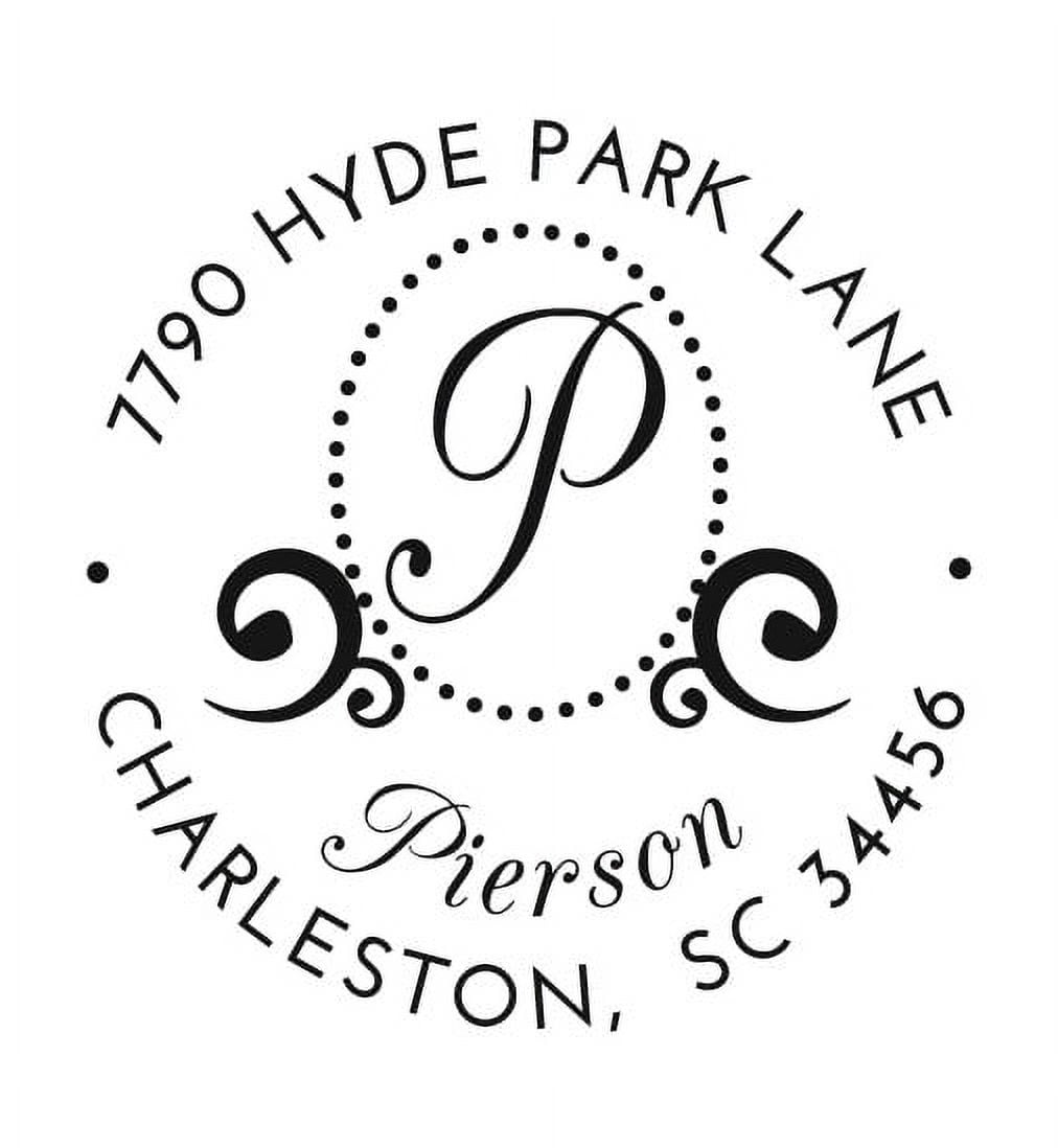 Personalized Round Self-Inking Rubber Stamp - The Pierson Script Initial
