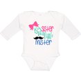 thumbnail image 3 of Inktastic Big Sister to a Little Mister Bow and Mustache Girls Long Sleeve Baby Bodysuit, 3 of 5