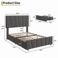 thumbnail image 2 of Twin Size Upholstered Platform Bed with Adjustable Headboard and 2 Storage Drawers – Linen Fabric, No Box Spring Needed, 2 of 8