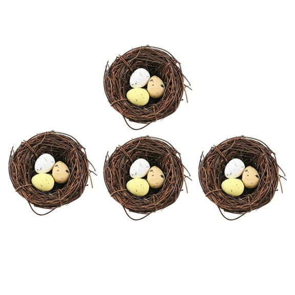 Niceauty Weaving Bird Nest Bird Nest and Egg Models Assorted Color 4pcs