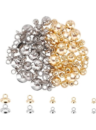 Linsoir Beads Pinch Bails for Jewelry Making Stainless Steel Jewelry Bails  for Pendant Bails Clasps Connectors 4X9mm 50 Pcs Gold Tone