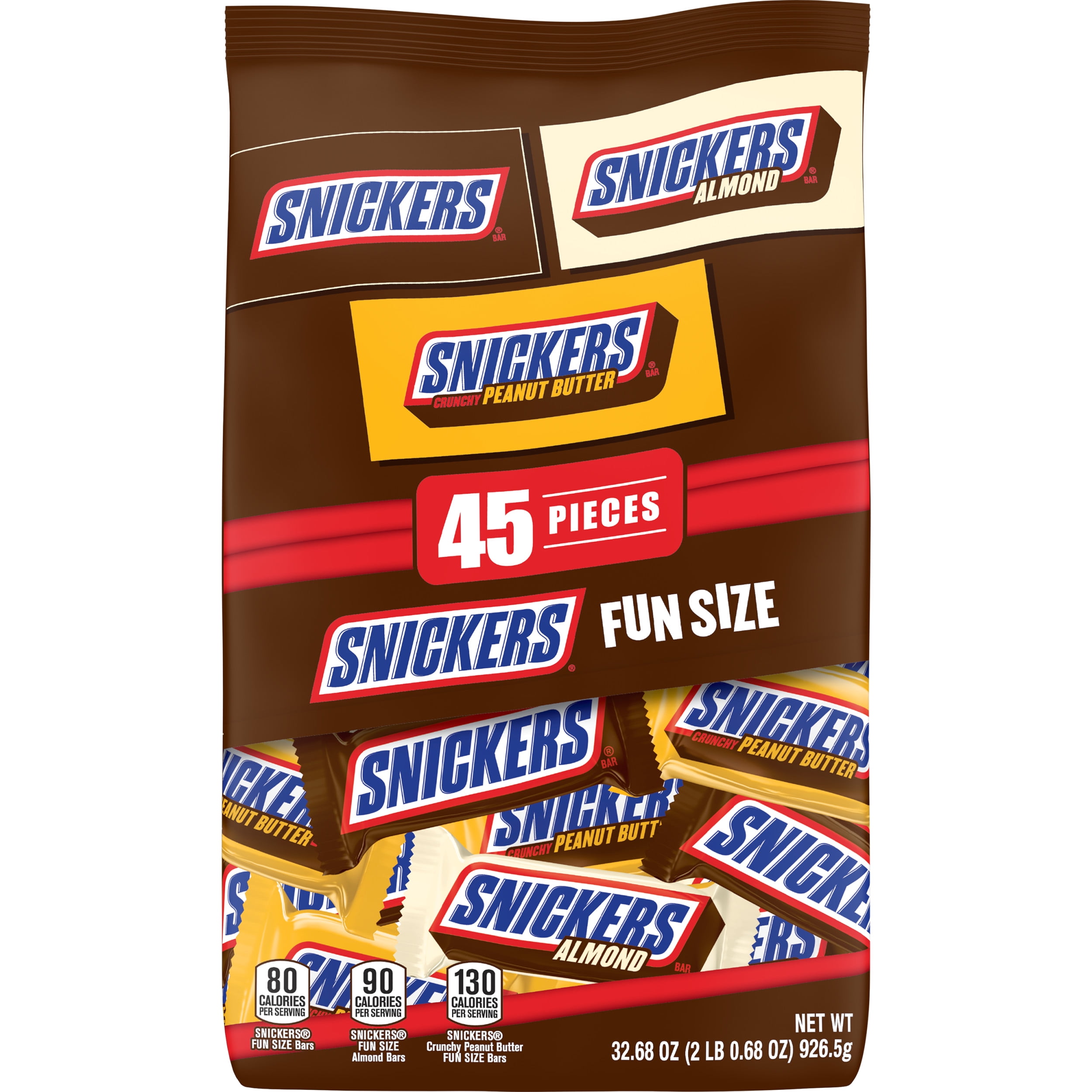 SNICKERS Chocolate Candy Bars Assorted Fun Size Variety Mix - 32.68oz ...
