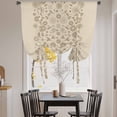 thumbnail image 3 of Japanese Balloon Curtains for Windows, Bedroom Curtains 54 Inch Length, Beige Farmhouse Retro Floral Leaf Pattern Tie Up Curtains Panels Thermal Insulated Bathroom Curtains Window 42"x54", 3 of 8
