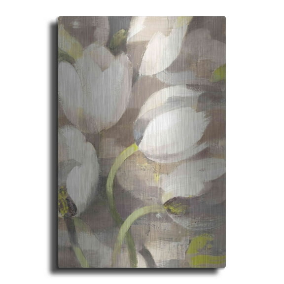 Luxe Metal Art 'Tulip Delight II' by Albena Hristova, Metal Wall Art, 16"x24"