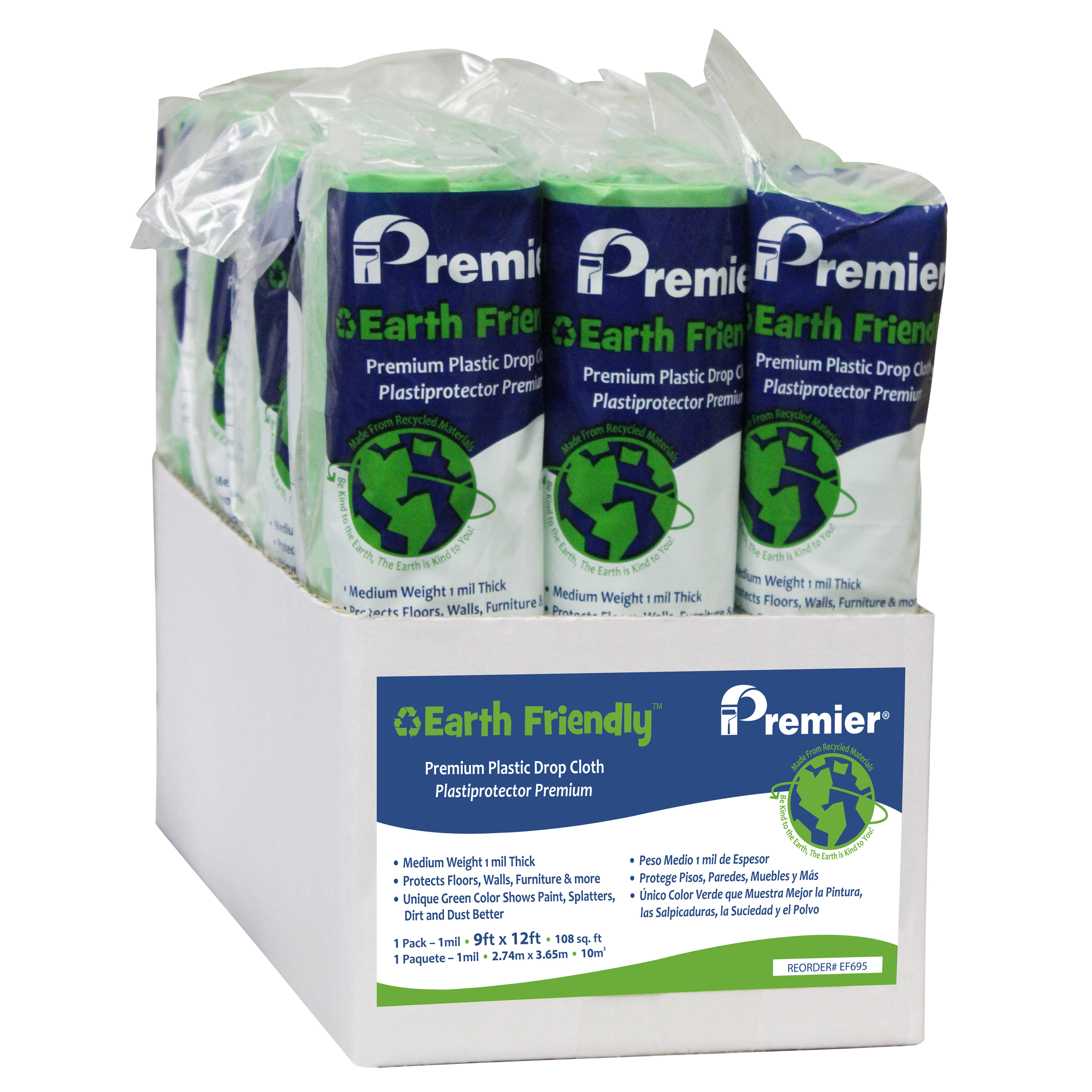 Premier Paint Roller 9'X12' Earth Friendly Green Plastic Drop Cloth