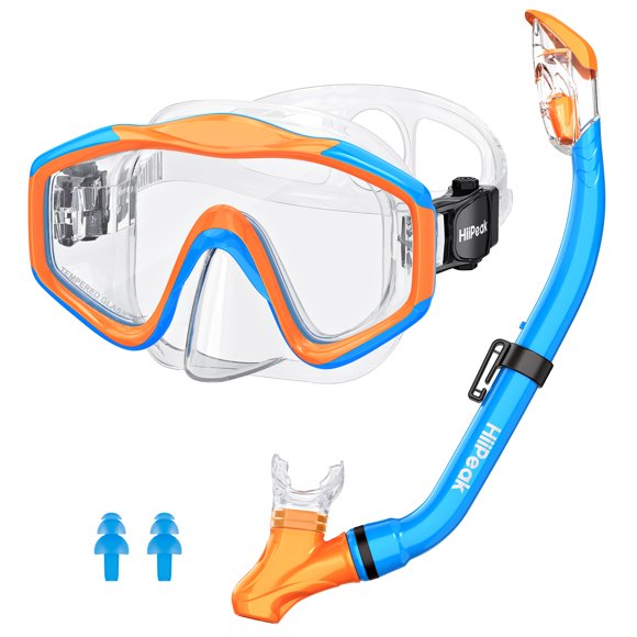 Set de Equipo de Snorkel HiiPeak para Niños de 6 a 14 Años - Azul-Naranja