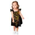 thumbnail image 4 of Robes d'Adolescent Été Papillons Noir Doré Sans Manches Nœud Arrière Robe Princesse Décontractée Jaune 3-4 Ans, 4 of 4