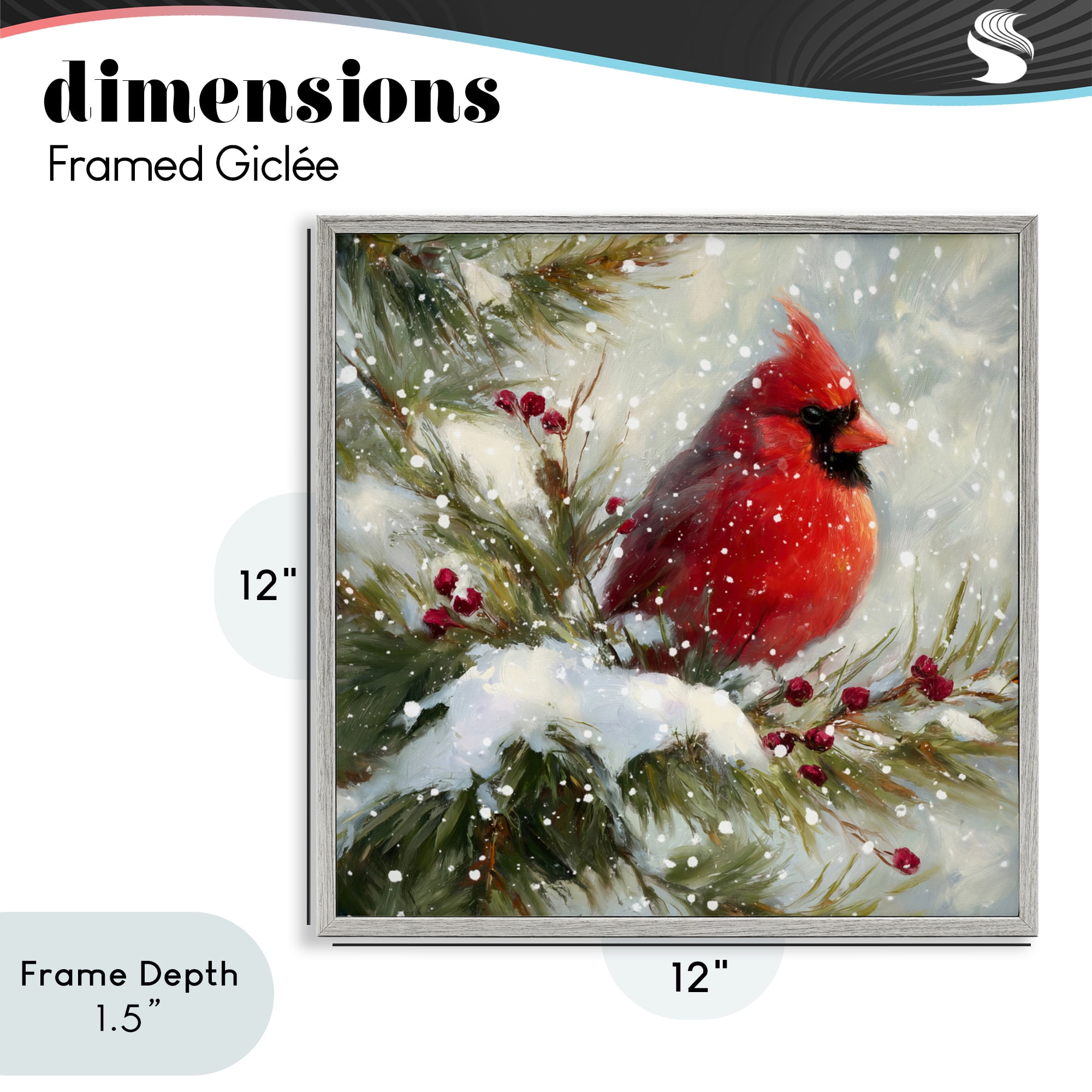 Stupell Industries Winter's Red Jewel Gray Framed Giclee Art, design by Tina LeCour