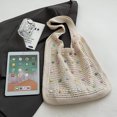 thumbnail image 3 of Bolso Hombro Ganchillo para Mujer Bolsos Mano A La Playa Verano () Blanco, 3 of 6