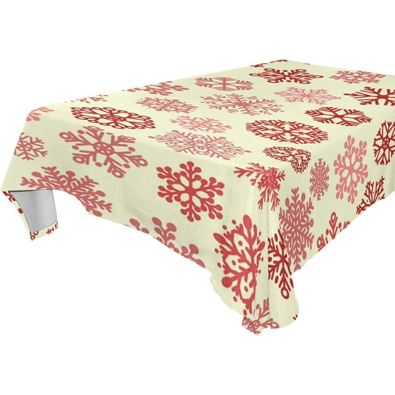 SKYSONIC Christmas Snowflake Tablecloth Waterproof Washable Polyester Square Table Cover Durable Tablecloth for Kitchen Dining Table Party Decor (54 X 54 Inch)