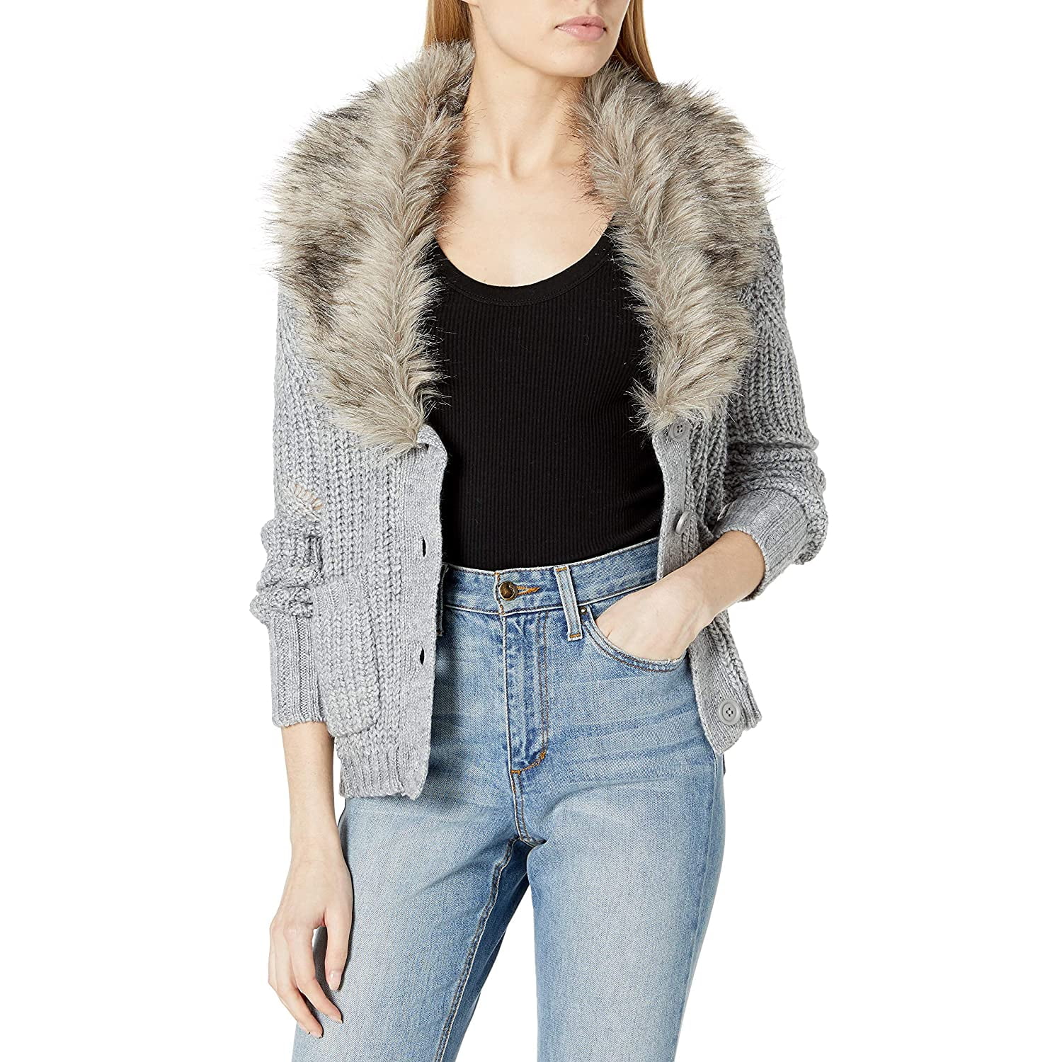 womens fur collar cardigan