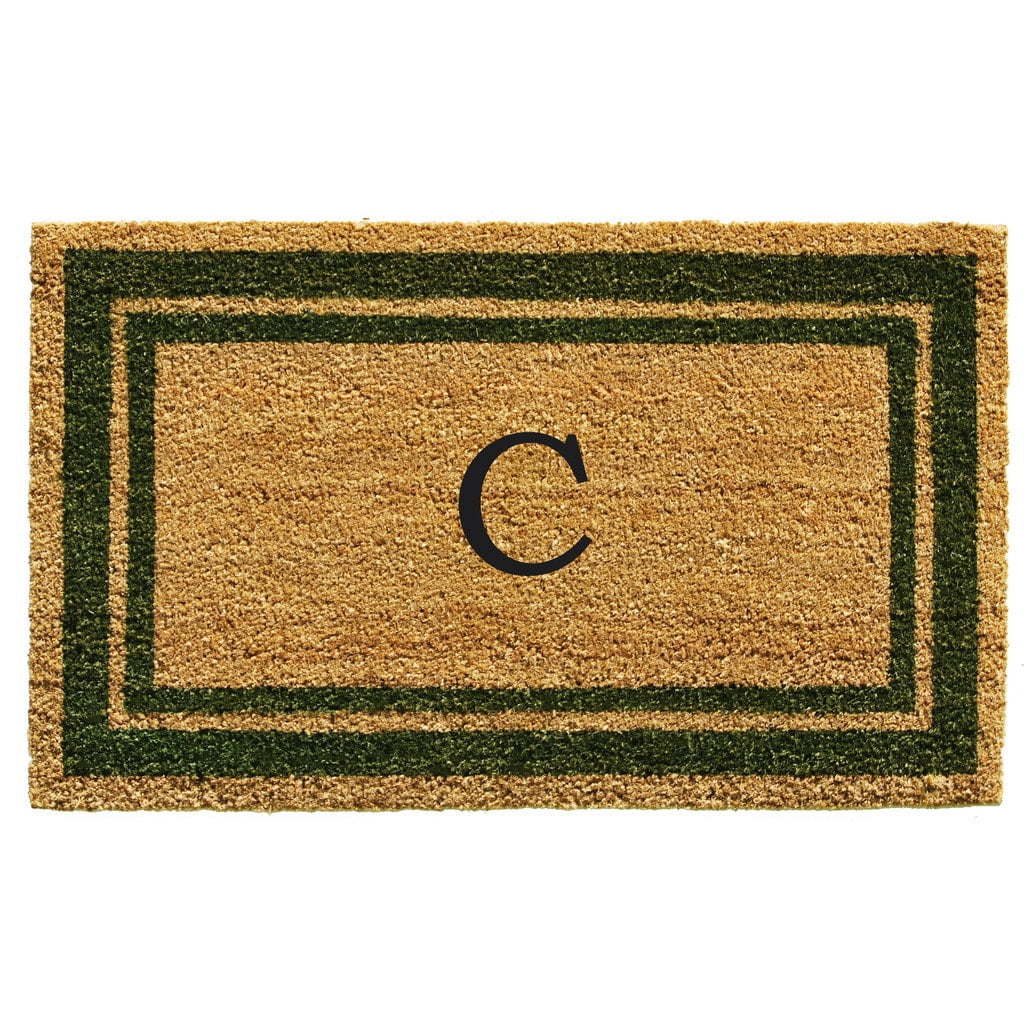 Sage Green Border Monogram Doormat (Letter O)