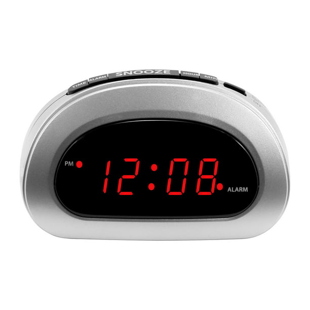 Mainstays Digital Alarm Clock Silver, Silver Alarm Clock
