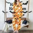 thumbnail image 5 of Tnhcen Women's 2025 Halloween Ghost Print Pajama Set Long Sleeve Collared Sleepwear Comfortable Loungewear S-2XL Orange, 5 of 6