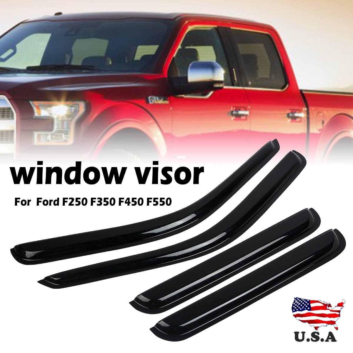 Light Tinted Out-Channel Vent Visor 2pcs For 1999-2016 Ford F-450 Regular Cab