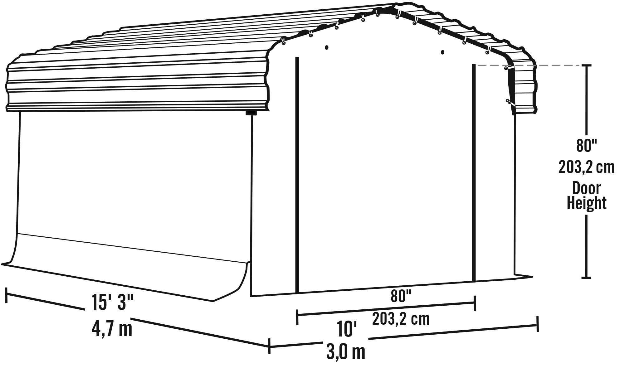 Arrow  10' x 15' x 7' 29-Gauge Carport with Galvanized Steel Roof Panels and Enclosure Kit, Eggshell