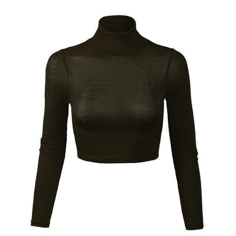 Long sleeve turtleneck cropped top deals