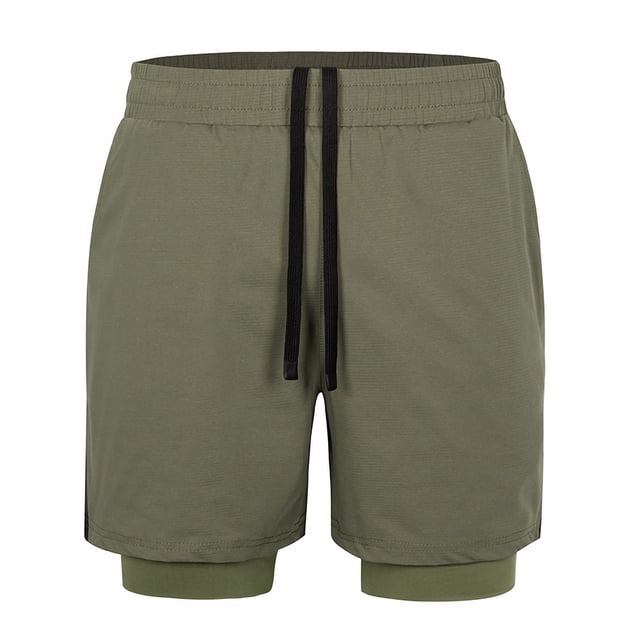 hotojiny Men's 2 in 1 Running Shorts Breathable Drawstring Workout Athletic Training Gym Outdoor Sports Shorts