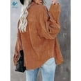 thumbnail image 6 of Deago Womens Corduroy Button Down Shirts Boyfriend Long Sleeve Oversized Blouses Tops (Coffee, L), 6 of 7