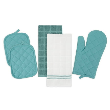 Mainstays Kitchen Towel, Oven Mitt, & Pot Holder Kitchen Set, 5 Piece