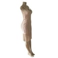 thumbnail image 5 of Women's Strappy Top Cutout Tassel Fringe Hem Bodycon Fit Midi Bandage Dress Beige L, 5 of 7