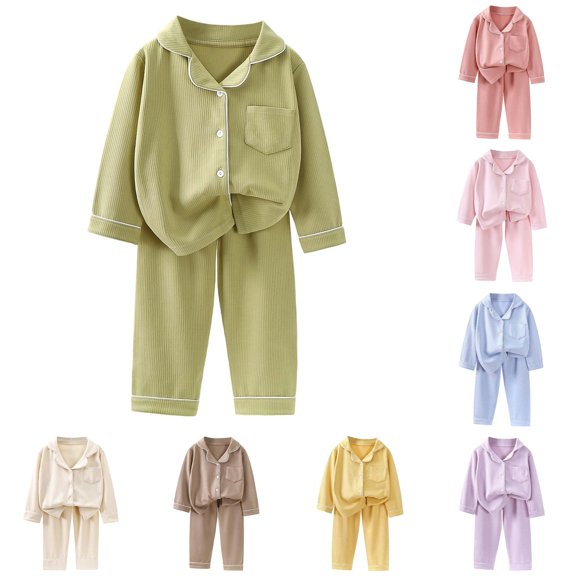 Girls Thermal Pajama Soft Double Velvet Long Sleeve Two Piece Outfit Cozy Winter for Toddlers and Kids with Lapel Collar Baby Girl Is Here 13-14 Years