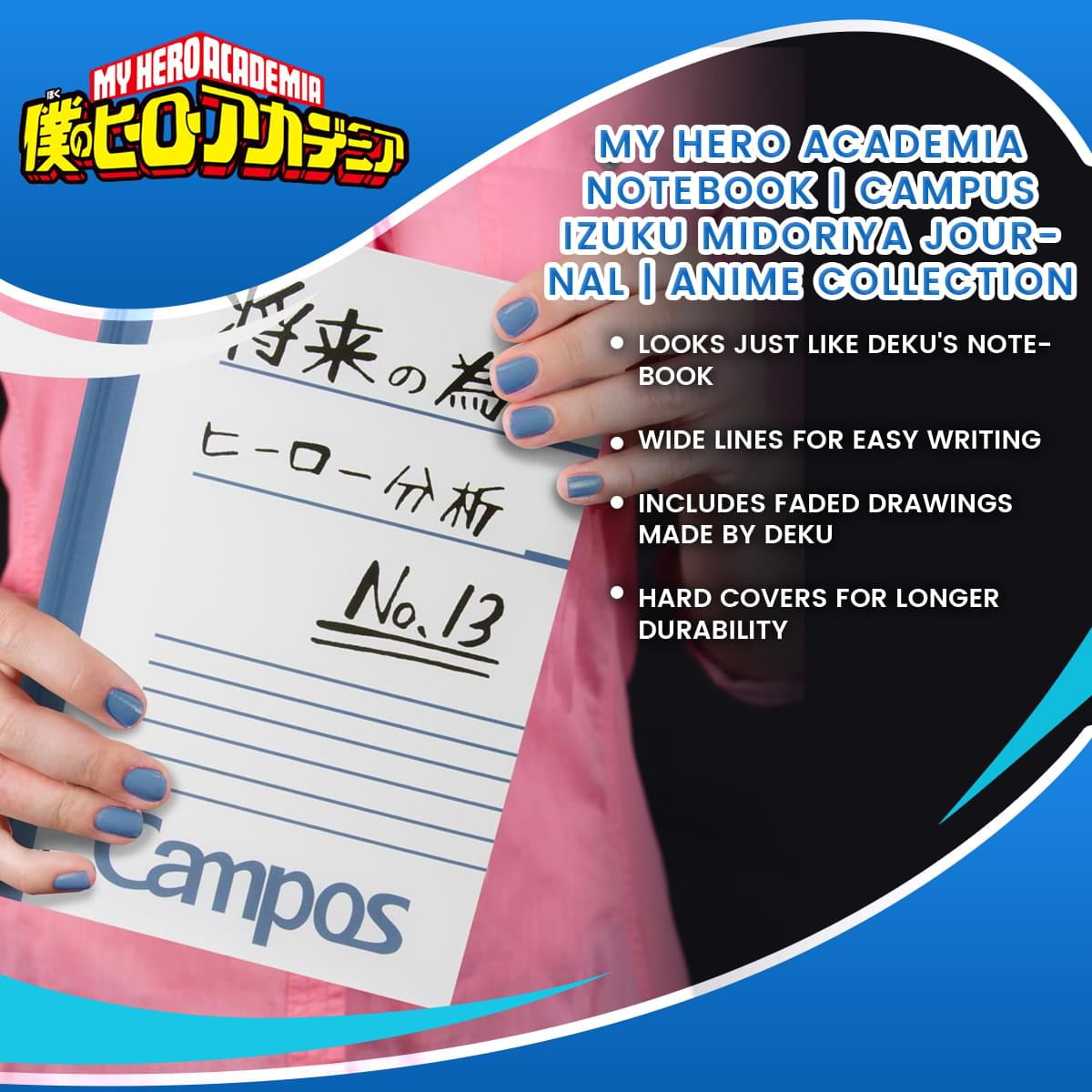 My Hero Academia Notebook Campus Izuku Midoriya Journal Anime
