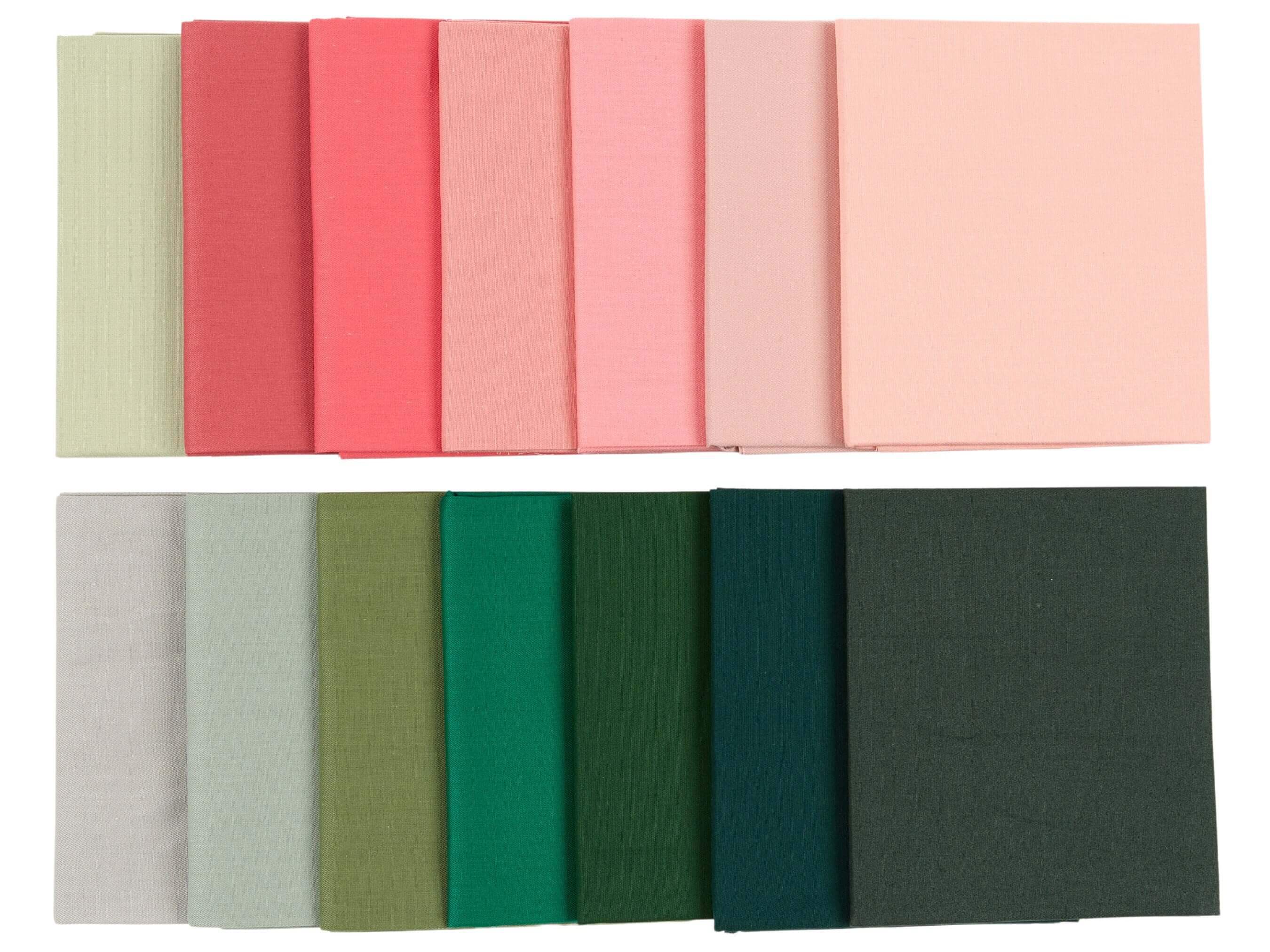 Fat Quarter Bundle -100% Cotton | Pure Solids | Pink  Emerald Greens l Mix Colors | Quilting Soft Fabric | Special Gift