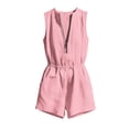 thumbnail image 7 of Sentmoon Overalls Shorts Sleeveless Crew Neck Dressy Jumpsuit Solid Color with Zipper Regular Fit Womens Rompers Dressy Summer for Business and Casual S-3XL, 7 of 7
