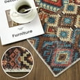 thumbnail image 2 of GlowSol 5x7 Bohemian Tribal Rug Washable Patchwork Area Rug Vintage Distressed Floor Cover Non-Slip Non-Shedding Rug Carpet for Dorm Playroom, Brick Red, 2 of 6