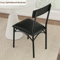 thumbnail image 3 of Dining Chairs Set of 2, Upholstered Dining Chairs with Back, PU Leather Kitchen Dining Chair, Black Chairs for Kitchen, Apartment, Living Room, Comfortable Seat, Easy Assembly, Classic Black, 3 of 9
