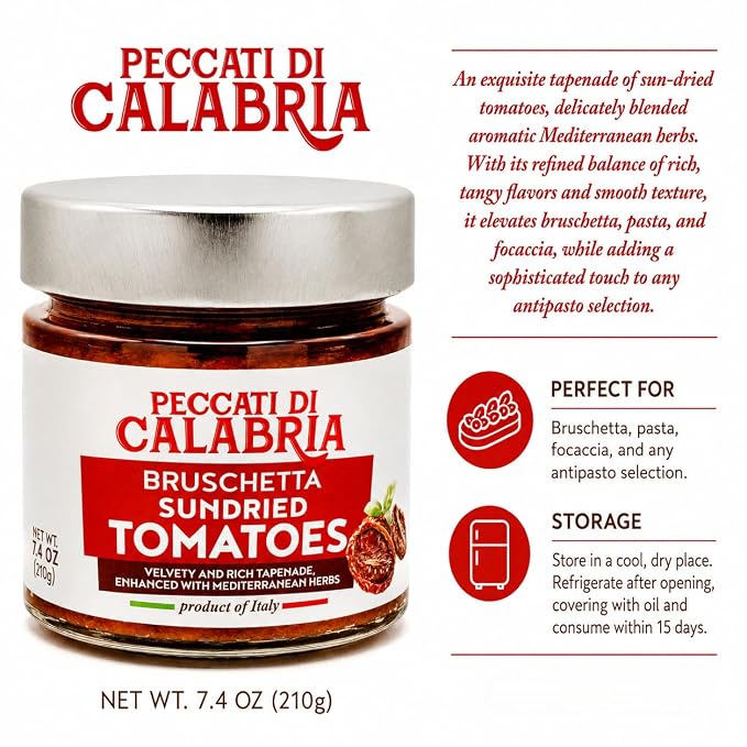 Peccati di Calabria Sundried Tomato Bruschetta Spread 7.4 oz (210g)