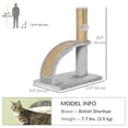 thumbnail image 2 of 17" Small Cat Tree with Jute Scratching Post, Curved Scratching Board, Dangling Ball with Bell, Grey, 2 of 6