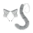 thumbnail image 3 of Diadema con orejas y cola de gato Yinane Disfraz de juego de cosplay Gris, 3 of 8