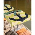 thumbnail image 2 of Fsddascl Anchor Nautical Outdoor Tablecloth - 54x54 Inch Square Dining Table Cover, Vintage Green Yellow Wave Stripe Waterproof Outdoor Table Cloth with Umbrella Hole & Zipper for Picnic/Patio/Party, 2 of 7