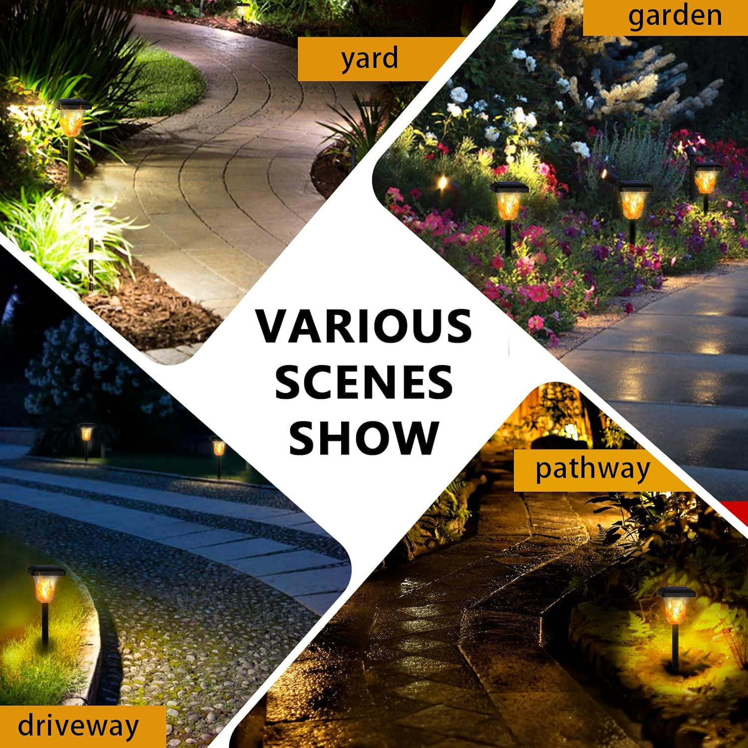 Magicorange 6 Pack Solar Torch Lights with Flickering Flame, Waterproof Outdoor Garden Light for Christmas, Garden, Landscape, Path, Yard, Patio