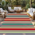 thumbnail image 2 of Colorful Striped Outdoor Rug for Patio/Deck/Porch, Non-Slip Large Area Rug 4 x 6 Ft, Boho Rainbow Abstract Vertical Lines Indoor Outdoor Rugs Washable Area Rugs, Reversible Camping Rug Carpet Runner, 2 of 8