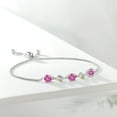 thumbnail image 4 of Gem Stone King 1.67 Ct Pink Created Sapphire E-F Lab Grown Diamond 925 Silver and 10K Yellow Gold Bracelet for Women, 4 of 5