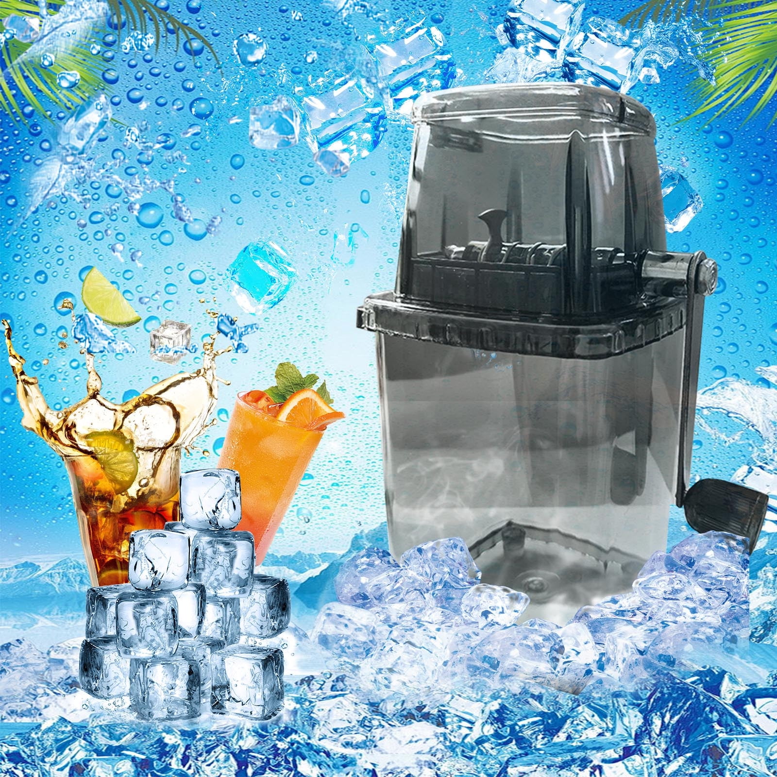Summer Savings! Uhuya Manual Ice Crusher Transparent Multi-purpose Hand Shaved Ice Machine Ice Crushers for Home Use