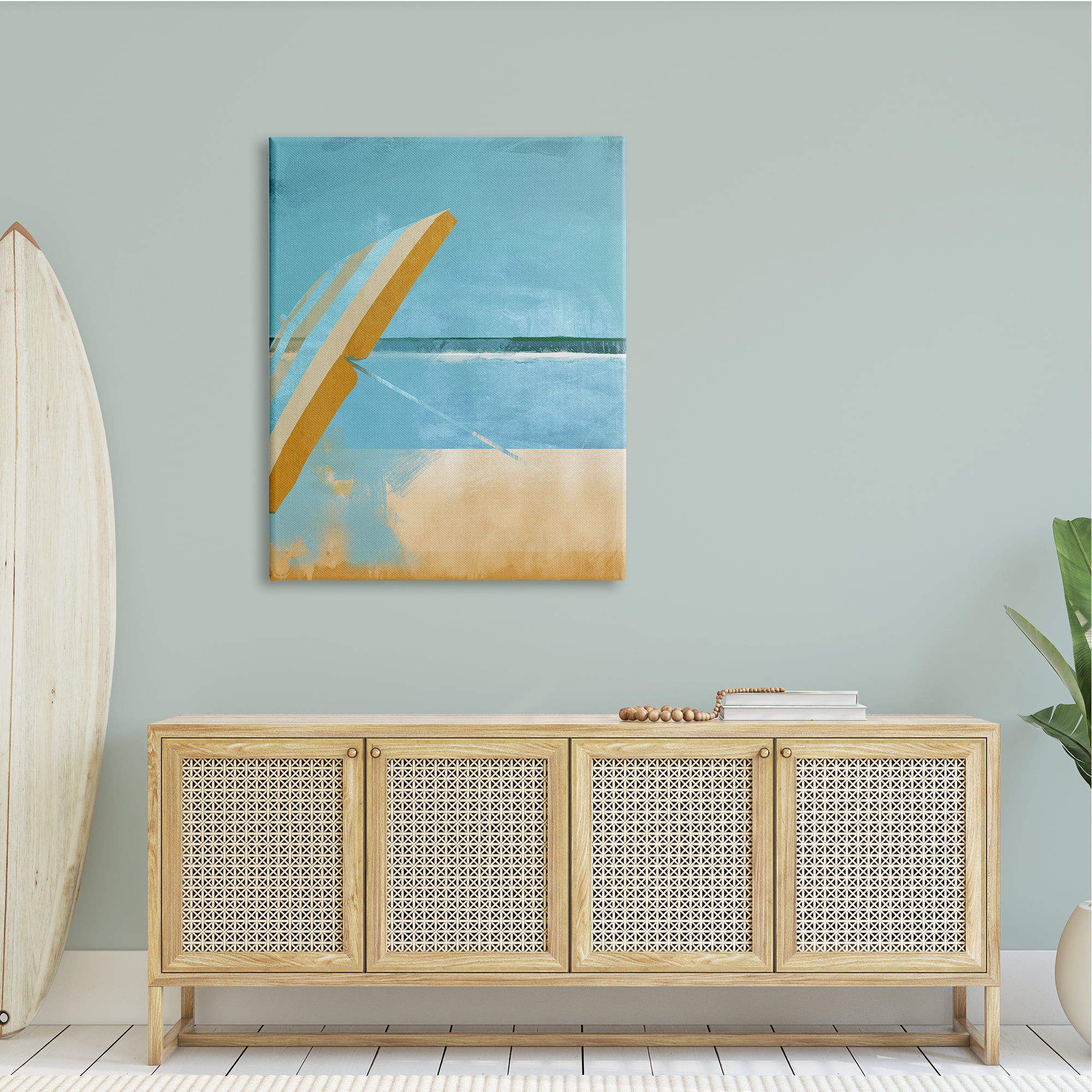Stupell Industries Sunny Beach Umbrella Sea Horizon Minimalist Painting,36 x 48, Design by Porter Hastings