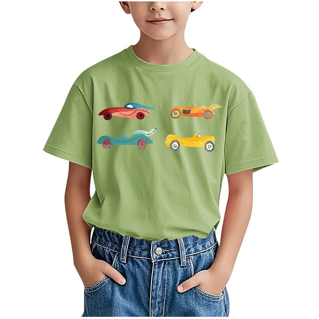 WRKEKC T-Shirts d'Été pour Garçons, T-Shirts Décontractés pour Garçons, T-Shirts à Manches Courtes pour Enfants avec Motif Imprimé Col Rond T-Shirts Polyvalents Décontractés
