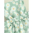 thumbnail image 6 of Kids Toddler Baby Girl Summer Outfits Short Sleeve T Shirts Tops Floral Daisy Tiered Ruffle Overall Dress Set 18M 2T 3T 4T 5T 6Y, 6 of 7