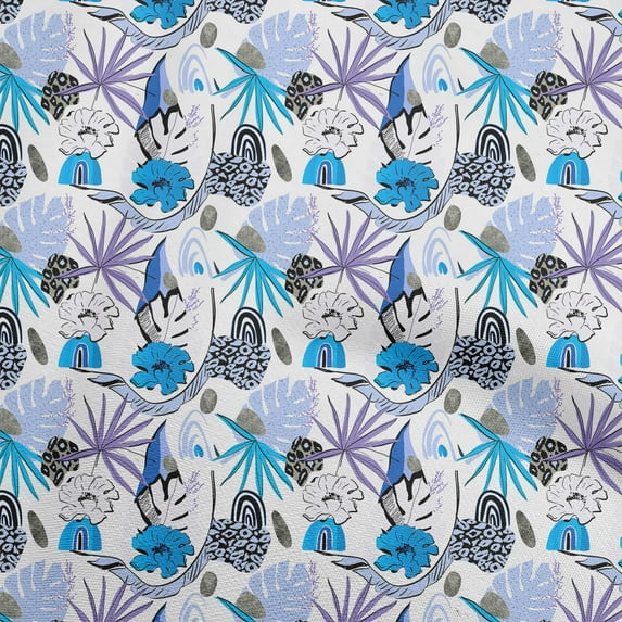 oneOone Cotton Flex Bluish Violet Fabric Tropical Abstract Floral Quilting Supplies Print Sewing Fabric By The Yard 40 Inch Wide